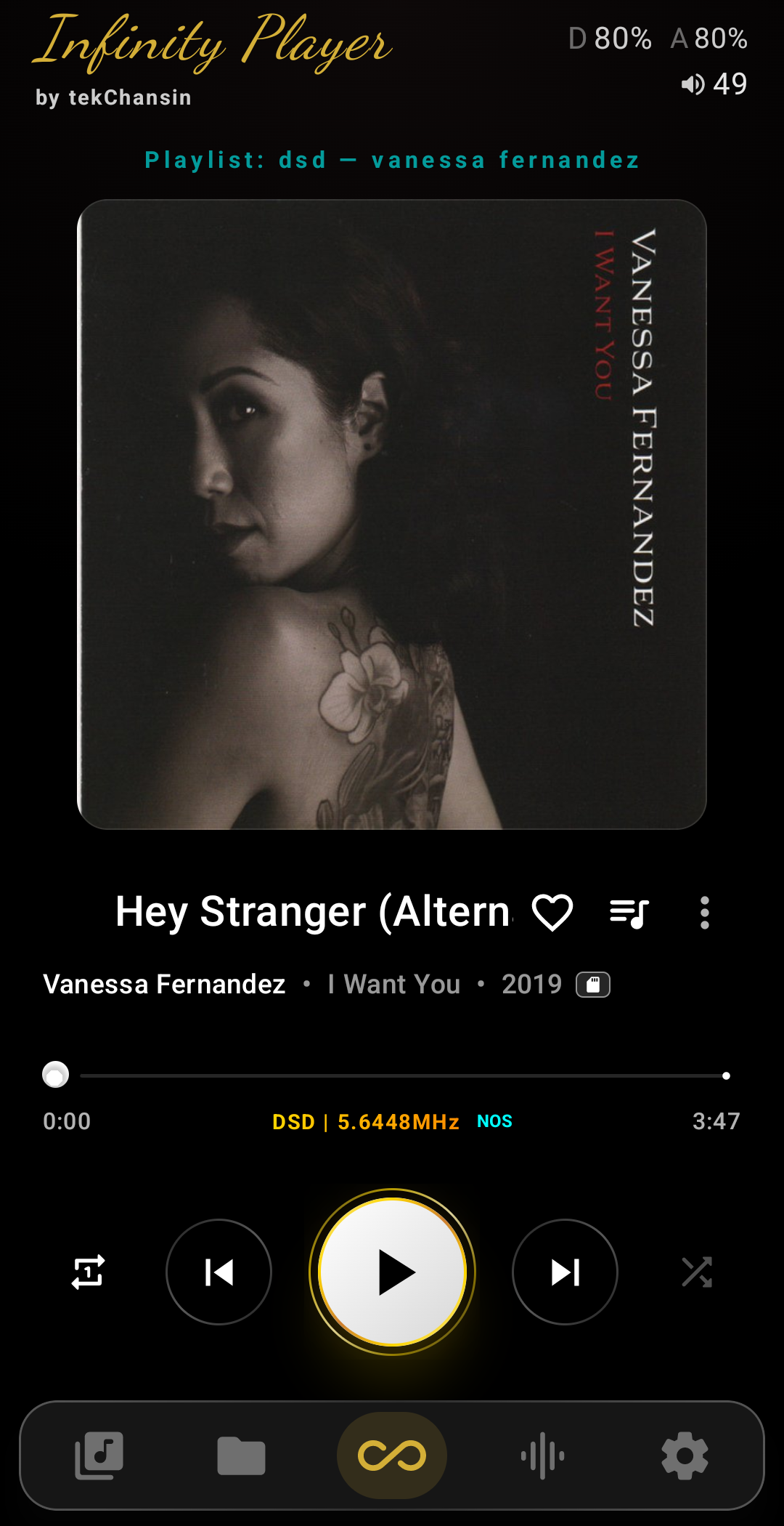 Infinity Player Now Playing