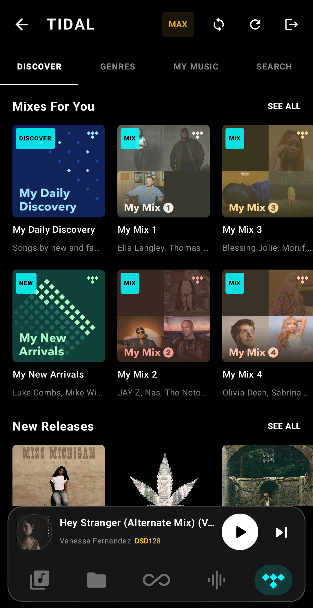Infinity Player Tidal Streaming