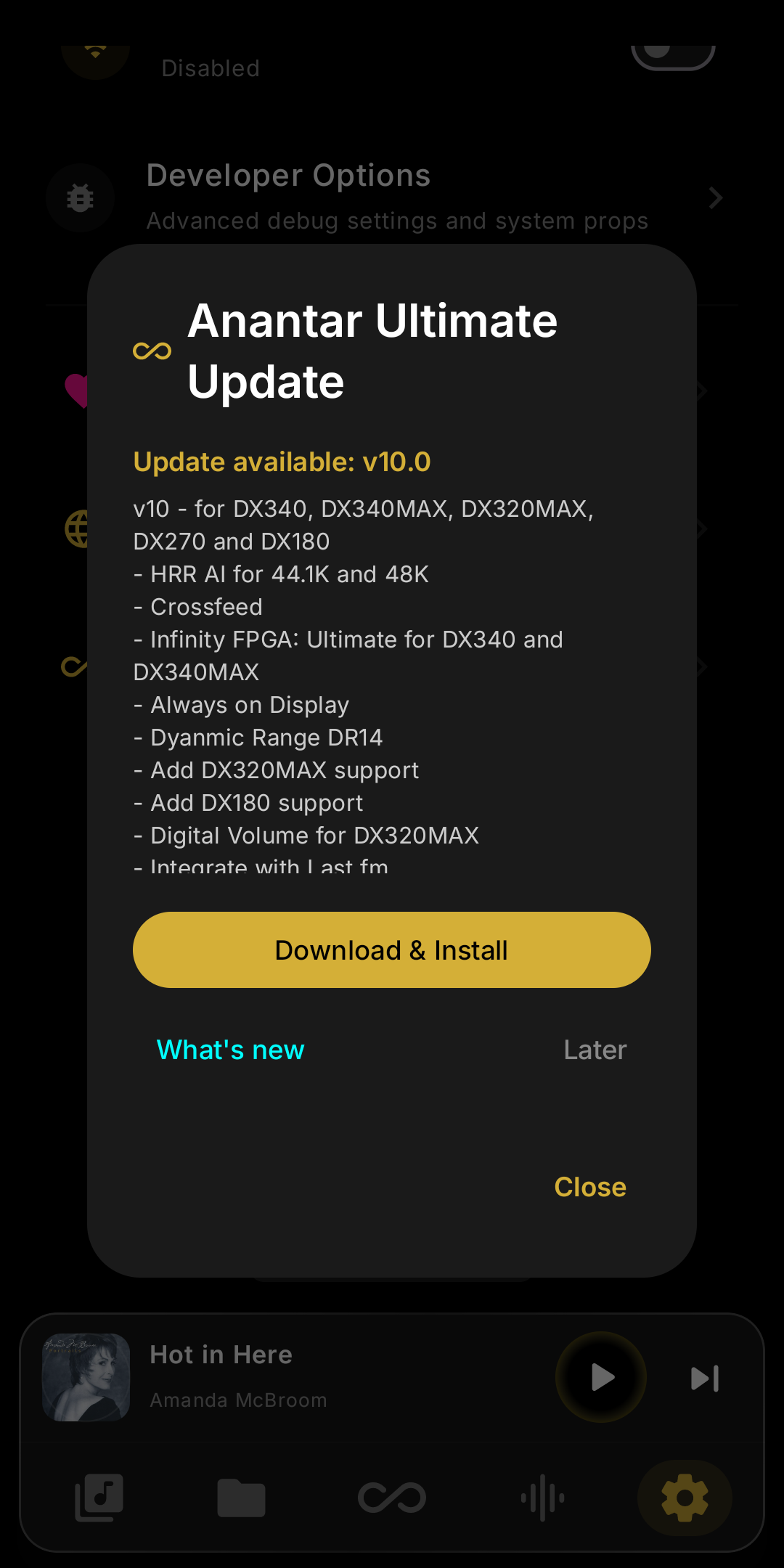 Anantar Ultimate Update screen showing the latest available version